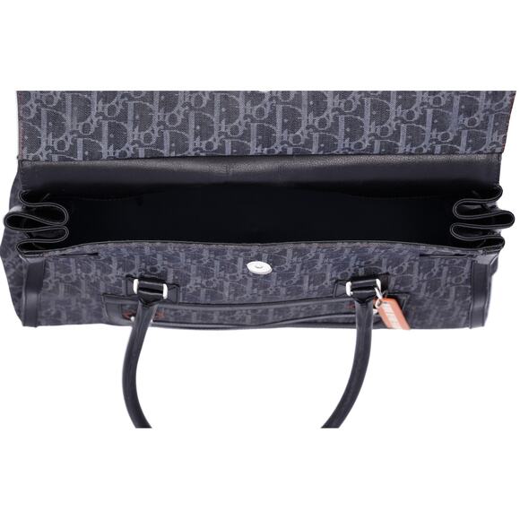 Christian Dior Flight Trotter Handbag Navy Black Orange Denim Leather - Picture 6 of 8